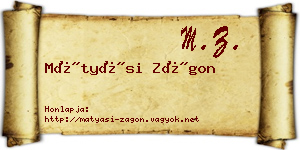 Mátyási Zágon névjegykártya